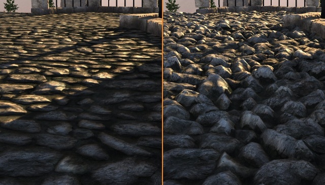 Unigine-Benchmark mit DirectX11-Tessellation (rechts)