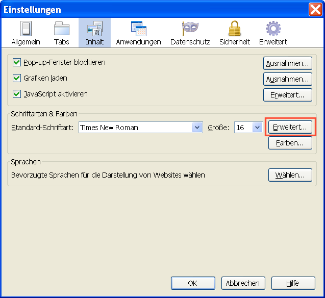 Neuer Monitor & kleine Schriften: Firefox hilft, Teil 1