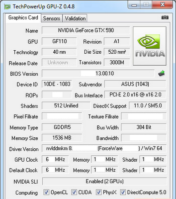 GPU-Z GeForce GTX 590