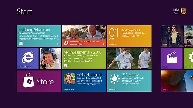 Windows 8 Oberfläche: Startbildschirm