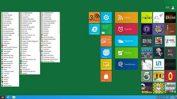 Designvorschlag für Windows 8 Metro auf dem Desktop