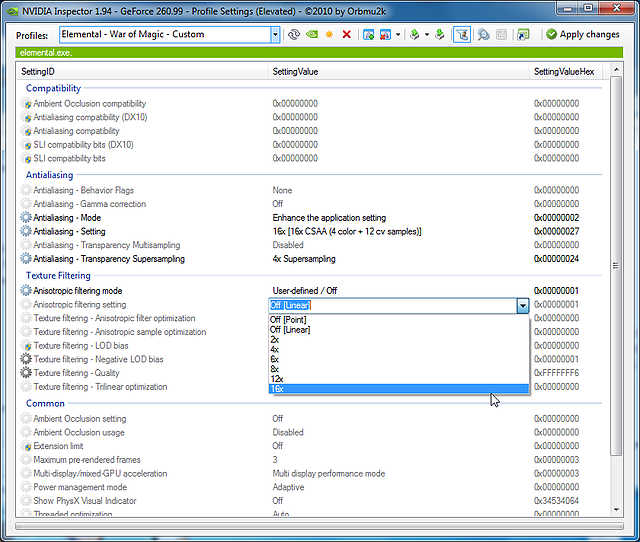  Anisotropic Filtering Setting