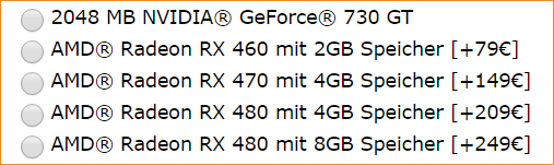 AMD Radeon RX460, RX470 & RX480 Händlerpreise bei GameMachines.de