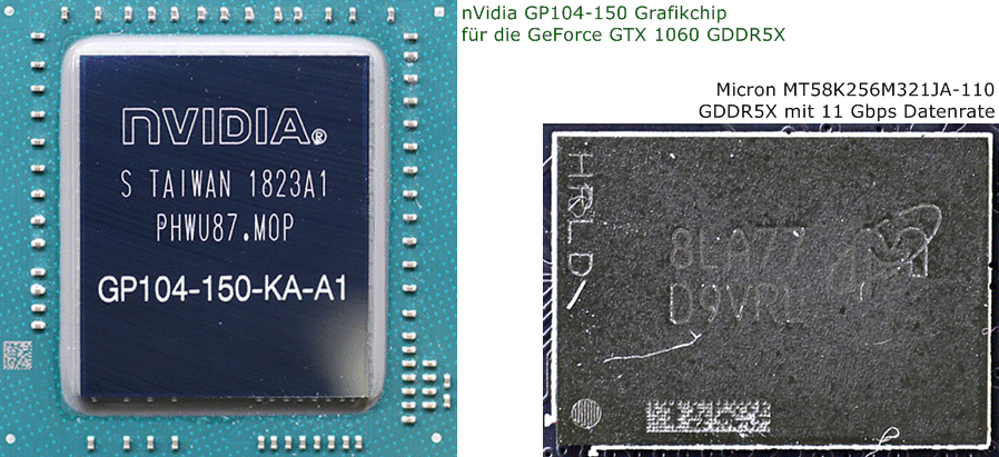 Chipbasis der GeForce GTX 1060 GDDR5X