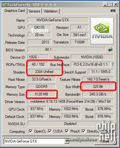 GPU-Z Screenshot der GeForce GTX Titan LE?