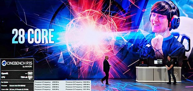 Intel "Cascade Lake" Demonstration einer 28-Kern-CPU auf der Computex 2018