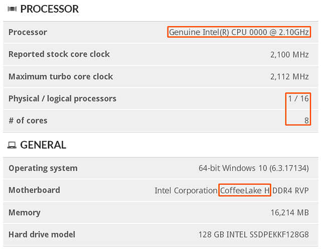 Intel "Coffee Lake H" Mobile Achtkern-Prozessor