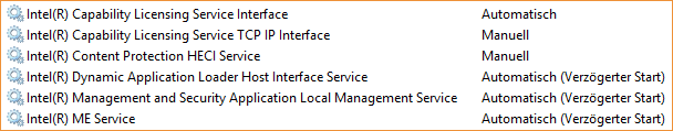 Intel Managment Engine in den Windows-Diensten