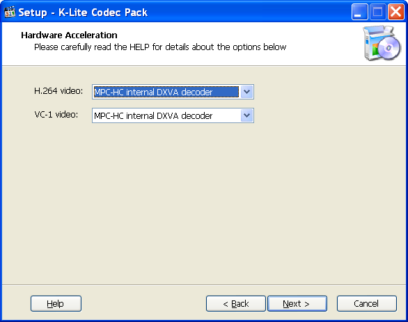 Hardware-Beschleunigung mit dem K-Lite Codec Pack
