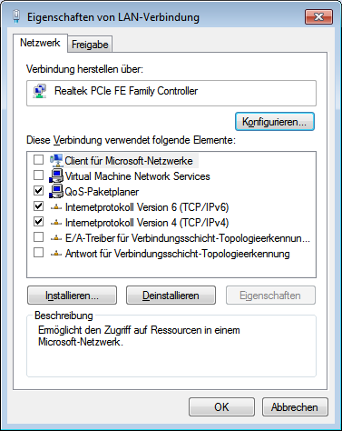 Netzwerk-Adaptereinstellungen ändern