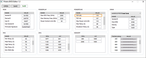 Polaris BIOS Editor auf Radeon RX 480