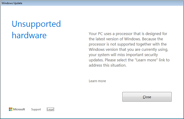 Windows 7/8.1: Fehlermeldung "Unsupported Hardware" nach dem Patchday April 2017