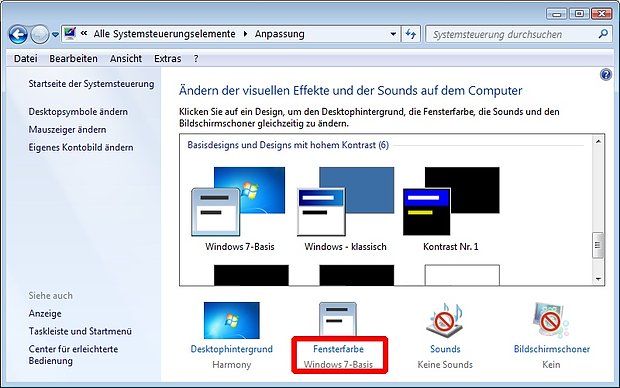 Windows 7 – Systemsteuerung – Anpassung
