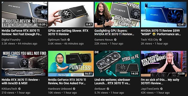 YouTuber zum Launch der GeForce RTX 3070 Ti