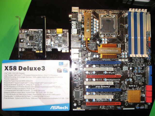 ASRock X58 Deluxe3 mit vier Grafikkarten-Steckplätzen