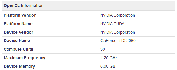 nVidia GeForce RTX 2060 Mobile Spezifikationen