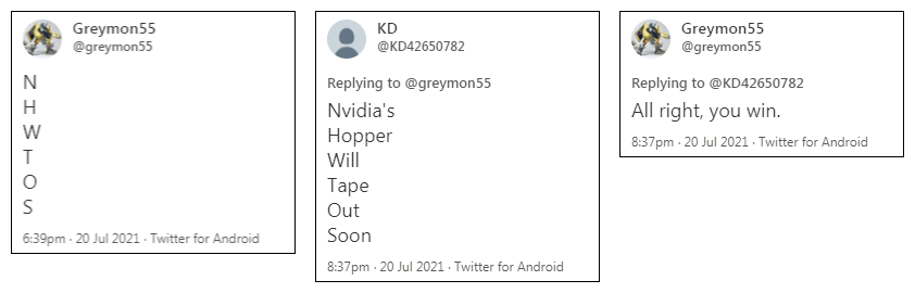 nVidia "Hopper" Tape-Out – Twitter am 20. Juli 2021