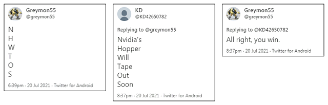 nVidia "Hopper" Tape-Out: Twitter am 20. Juli 2021