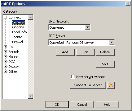  Connect > Servers