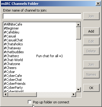 mIRC Channel-Liste