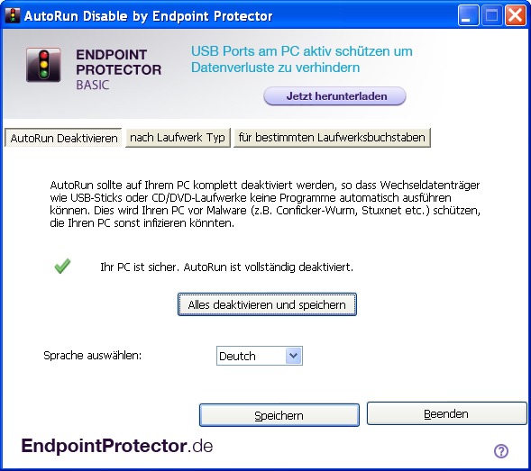 AutoRun Disable von Endpoint Protector
