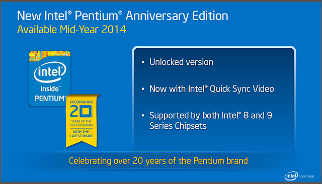 Intels Desktop-Roadmap für 2014: "Intel Pentium Aniversary Edition"