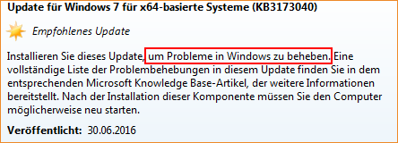 Microsoft KB3173040 als angebliche Problemlösung
