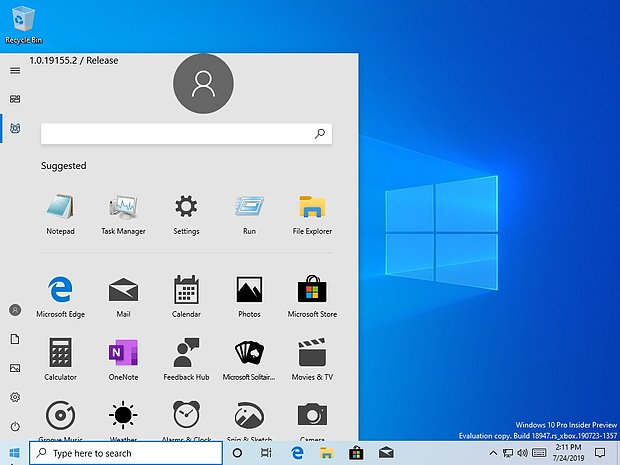 Windows 10 (mögliches) NextGen-Startmenü