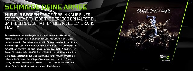 nVidia "Mittelerde: Schatten des Krieges" Spielebundle